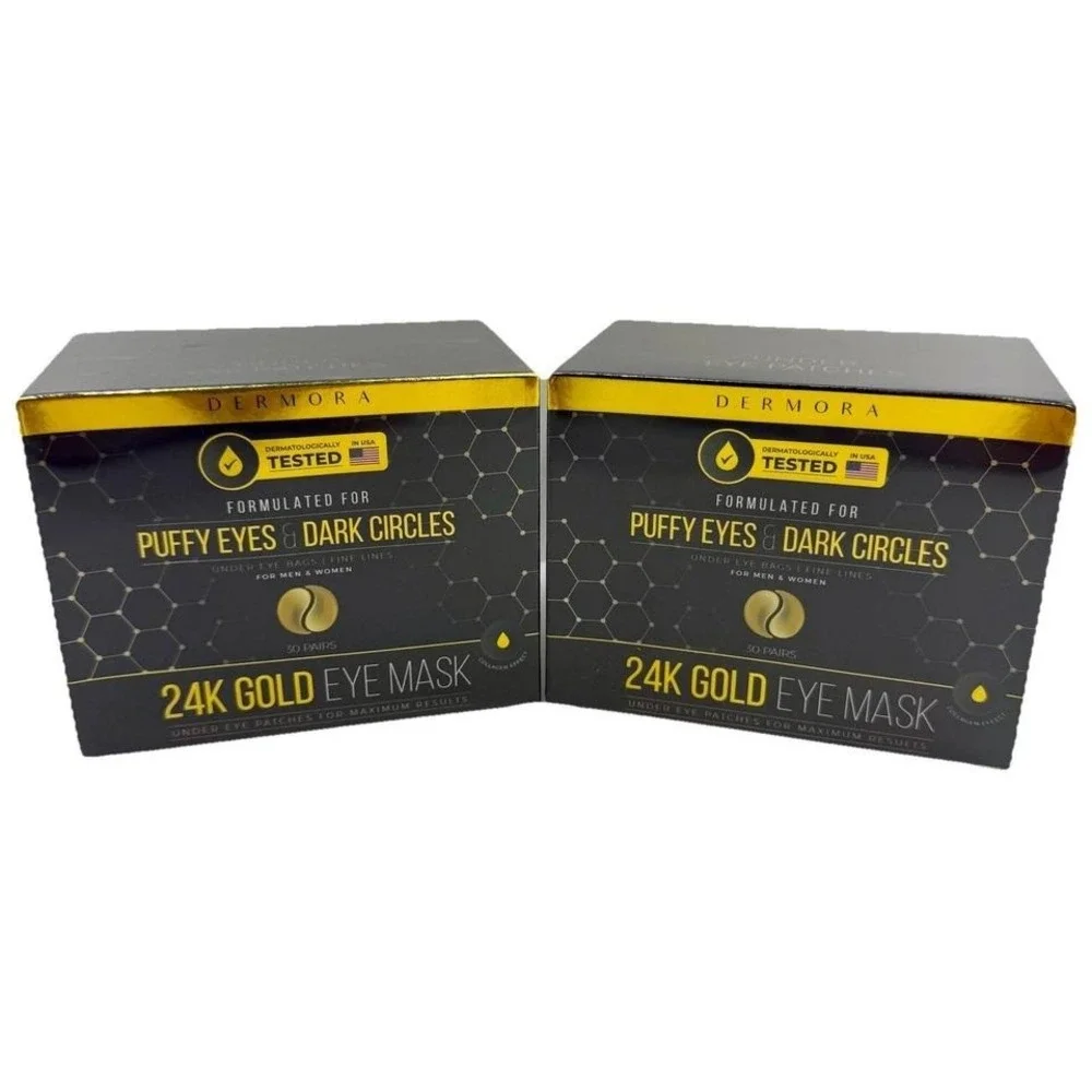 Dermora 24K Gold Eye Mask 60‎ Pairs 2 x 30 Puffy Eyes Dark Circles NEW In Box
